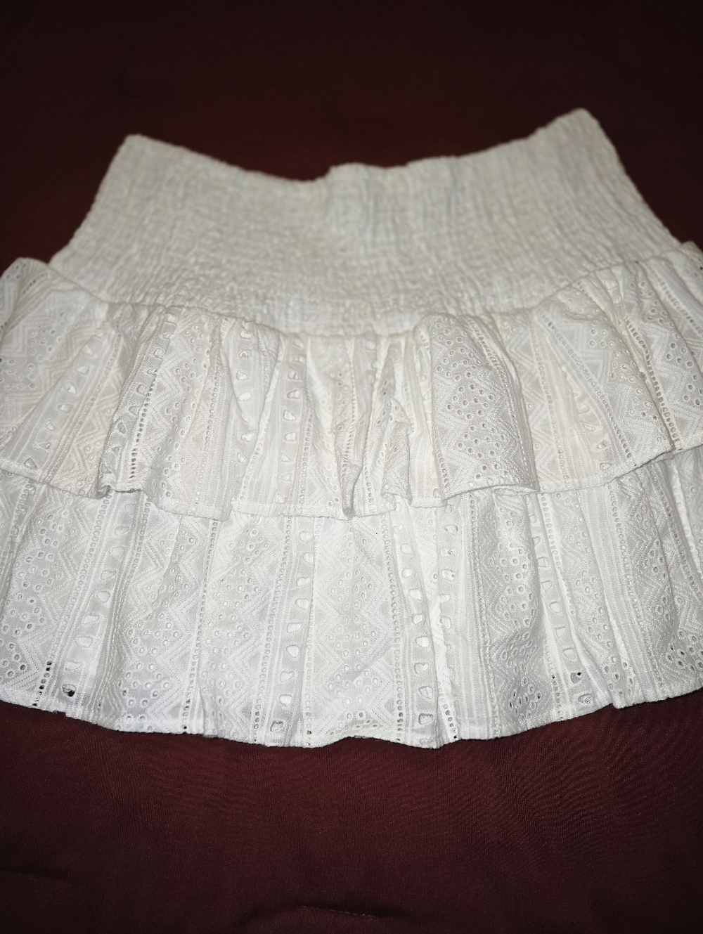 Choosy Women's White Eyelet Tiered Mini Skirt 12